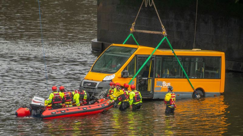 Firefighters and water rescue team in the River Clyde.