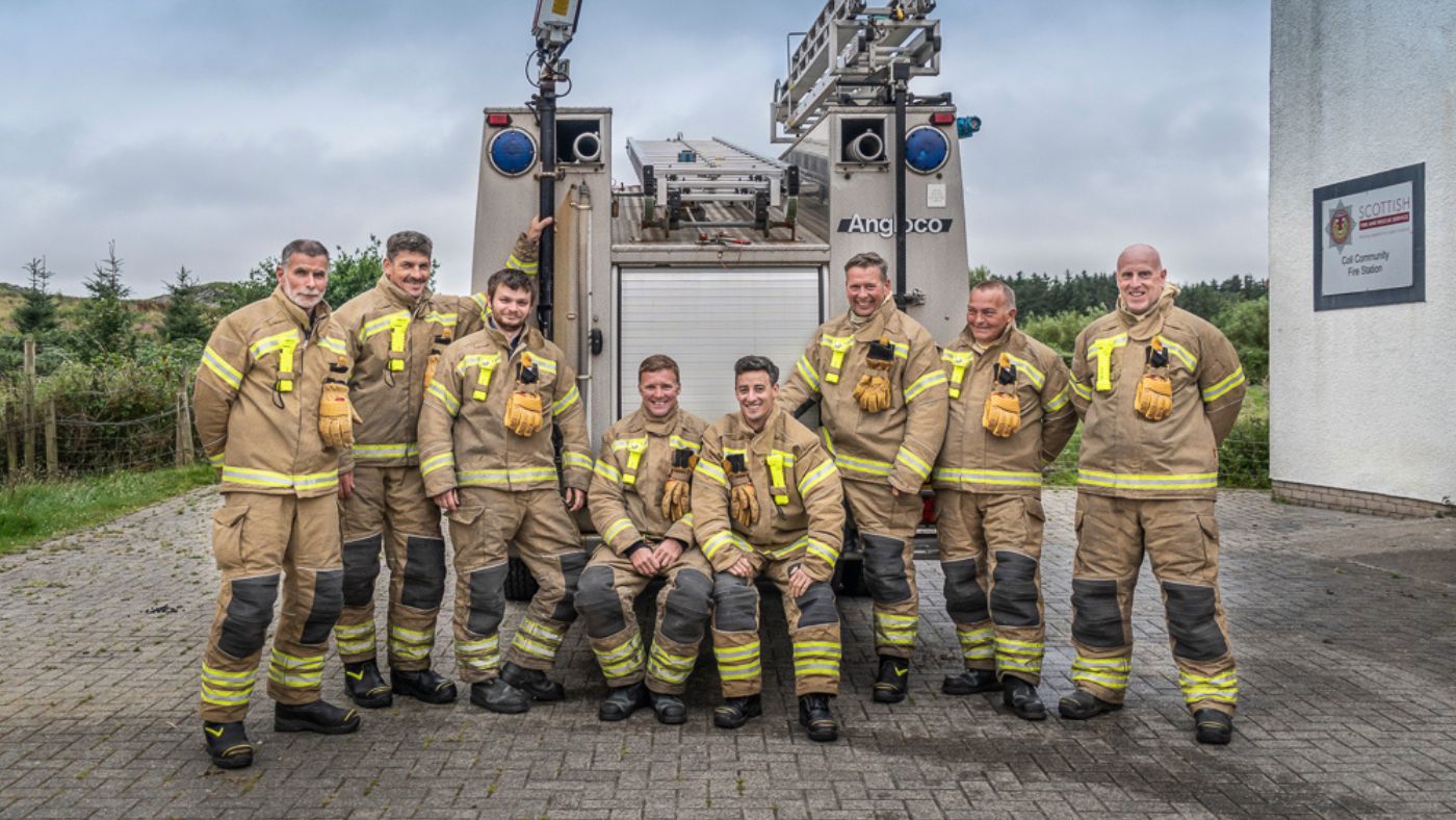 Graham Griffiths along with many other firefighters in uniforms